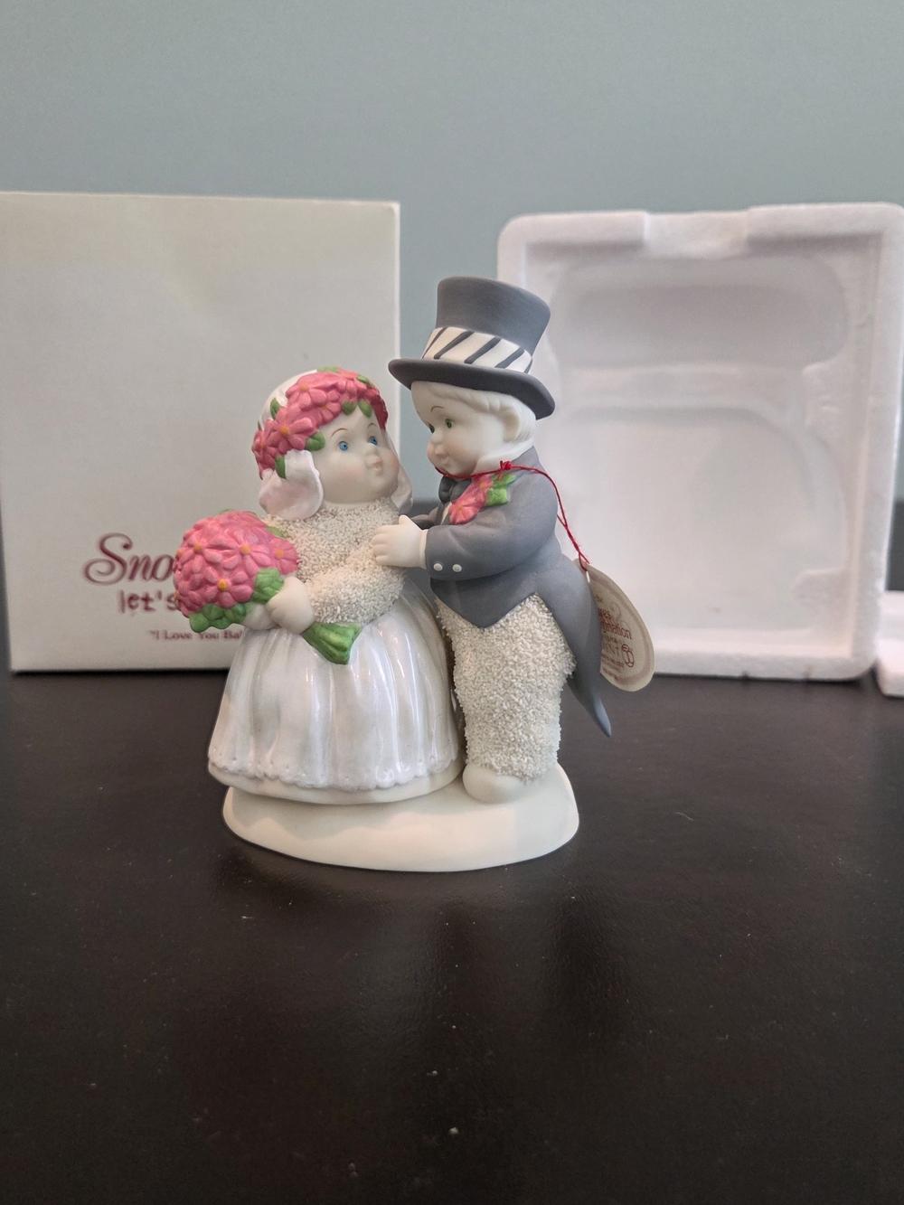 Dept 56 Snowbabies "I Love You Baby" Bride & Groom Figurine New In Box 2002